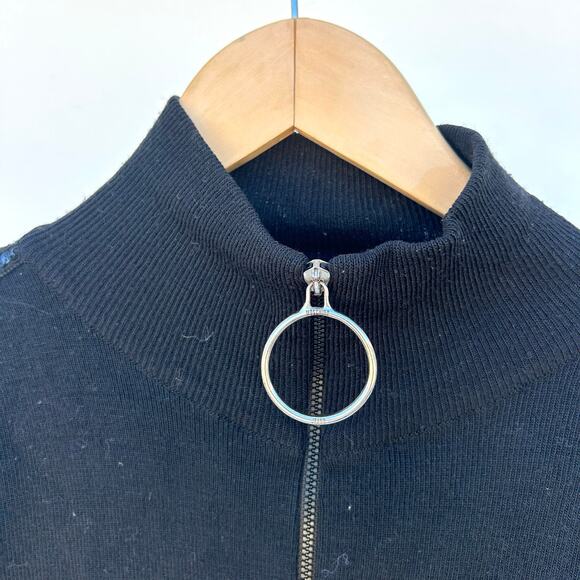 Vintage Y2K 2000s Moschino Jeans Black Full Zip Sweater Heart Sequin Small - Picture 5 of 9